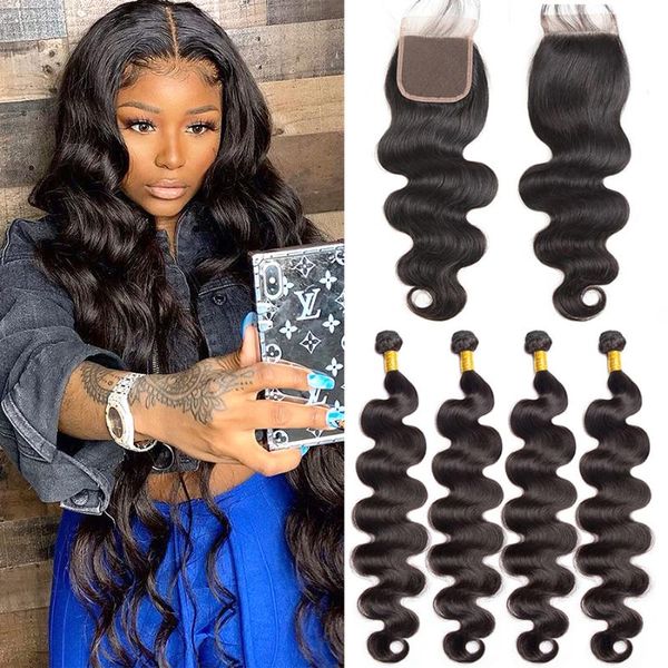 

human hair bulks virgo 30 inch body wave bundles with closure frontal brazilian weave, Black