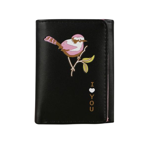 

wallets aelicy 2021 women retro birds printing short wallet coin purse card holders handbag standard, Red;black