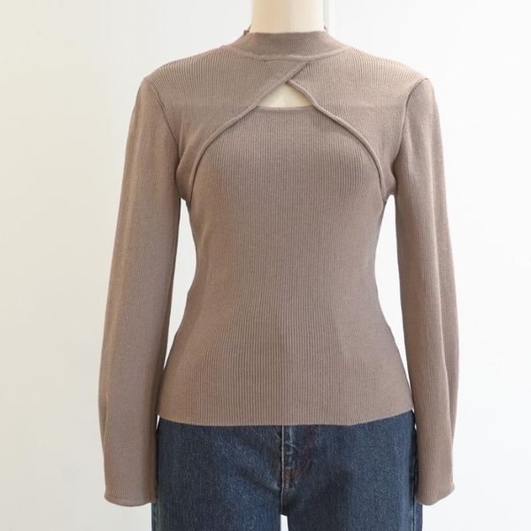 

women's sweaters chic cross hollow out designed fall jumpers office lady elegant slim knitted pullovers japanese long sleeve autumn swe, White;black