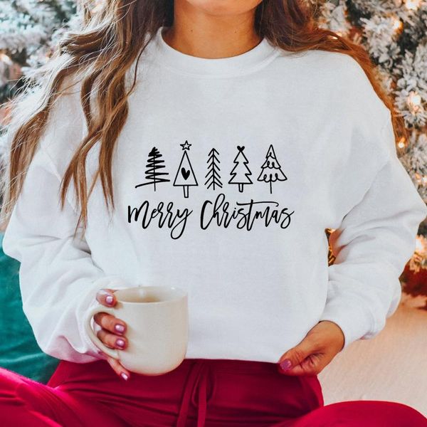 

women's hoodies & sweatshirts merry christmas 100% cotton sweatshirt women winter long sleeve holiday pullovers, Black