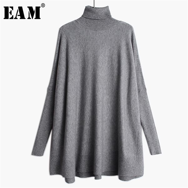 

[eam] oversized knitting sweater loose fit turtleneck long sleeve women pullovers fashion spring autumn 19a-a43 210812, White;black