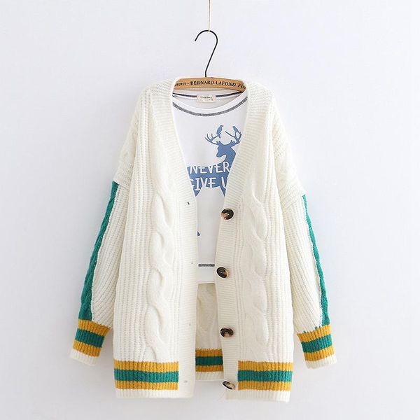 

women's sweaters 2021 winter coloured jacquard long sleeves thickened cardigan sweater woman, White;black