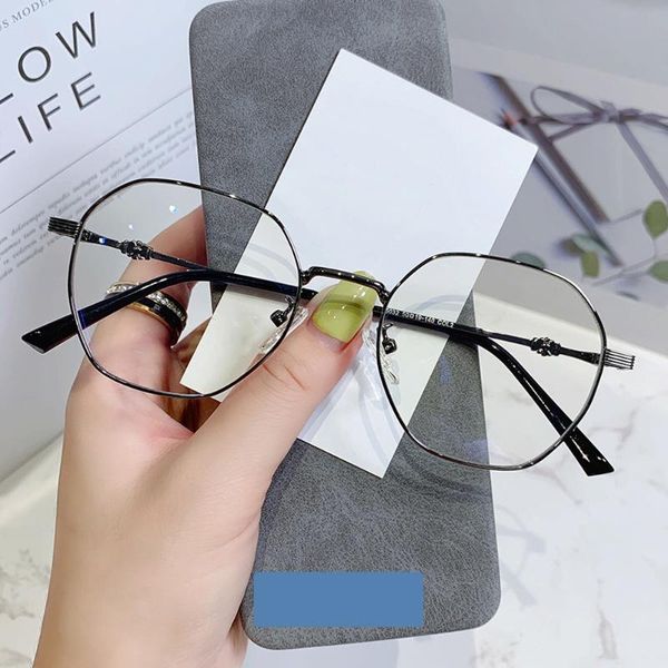 

sunglasses 2021 anti blue light glasses polygon irregular frame computer game eyeglasses women men solid color eyewear ray, White;black