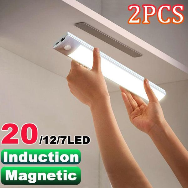 

cabinet light 2/1pcs 20/12/7led portable wireless pir motion sensor bar for closet wardrobe stairway drawer porch