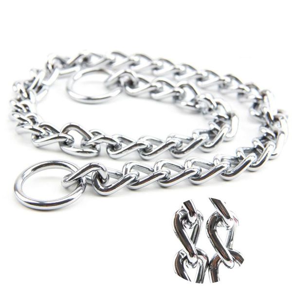 

dog collars & leashes single row iron chain collar for dogs knot necklace s-m leash silver gray color durable outdoor walking training