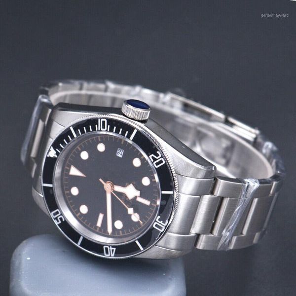 

wristwatches mens watch 41mm nh35 miyota8215 seagull 1612 automatic movementm 316l ss case bands sapphire glass swim deep luminous, Slivery;brown