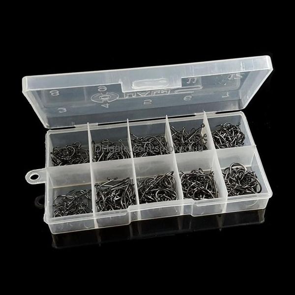 Esportes Outdoors1000PCS / 2Boxes FishHooks Jig Barbed ganchos com caixa de pesca de carpa Kit de pesca Gota entrega 2021 7EC3C