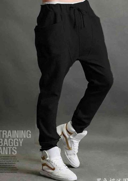 

men's pants casual harem athletic hip hop dance sporty hiphop mens sport sweat slacks loose long man trousers sweatpants, Black
