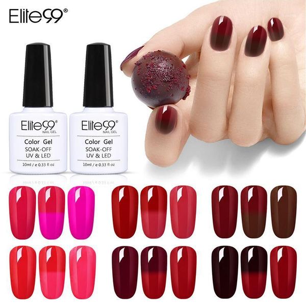 

elite99 10ml thermal temperature change wine red color gel nail polish soak off uv chameleon changing varnish lacquer1, Red;pink
