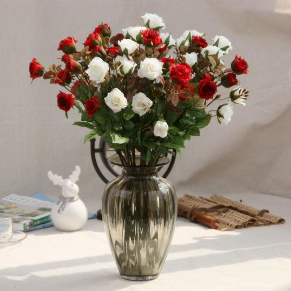 

decorative flowers & wreaths 3 heads latex rose small buds artificial real touch flowers, home decorations for wedding party or birthday