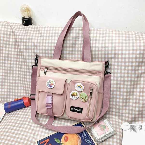 

evening bags japan style kawaii women shoulder waterproof nylon panelled handbag casual tote 2021 cute shopping crossbody bag for ladies