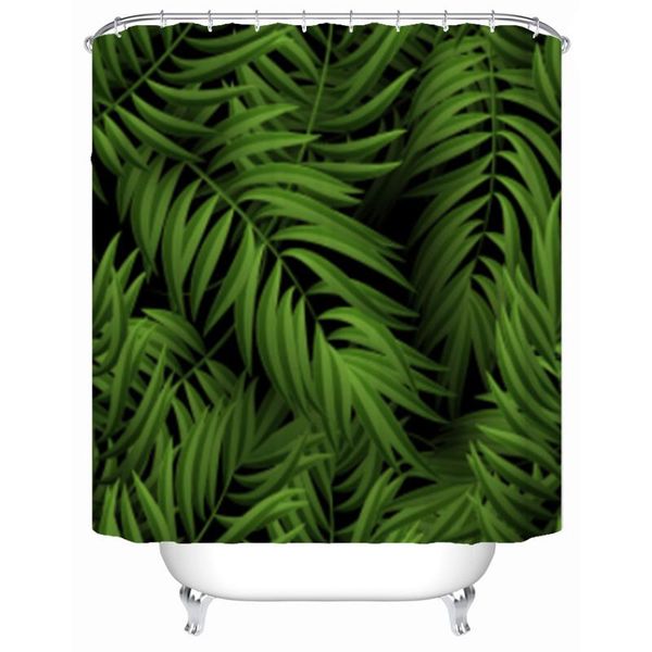 

shower curtains tropical green plant decor curtain print home bathroom polyester bathtub with hooks waterproof