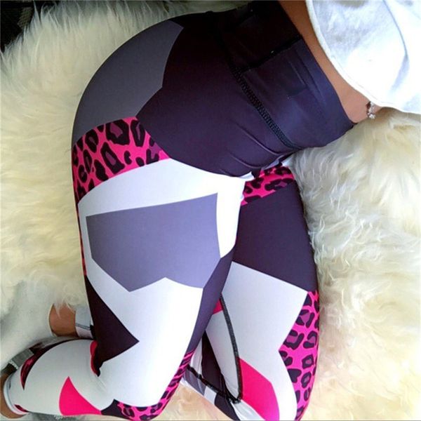 

leggings fashion geometric digital print high waist slim yoga tight underpants, Black