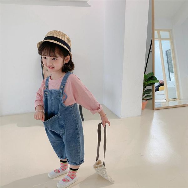 

jumpsuits baby boy girl solid denim overalls child jean bib pants infant jumpsuit children's clothing kids autumn girls outfits, Blue