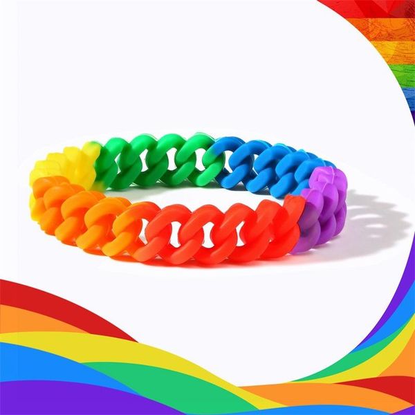 

charm bracelets lots 2pcs mix colors letters print rainbow bracelet wristband elastic rubber friendship men women jewelry, Golden;silver