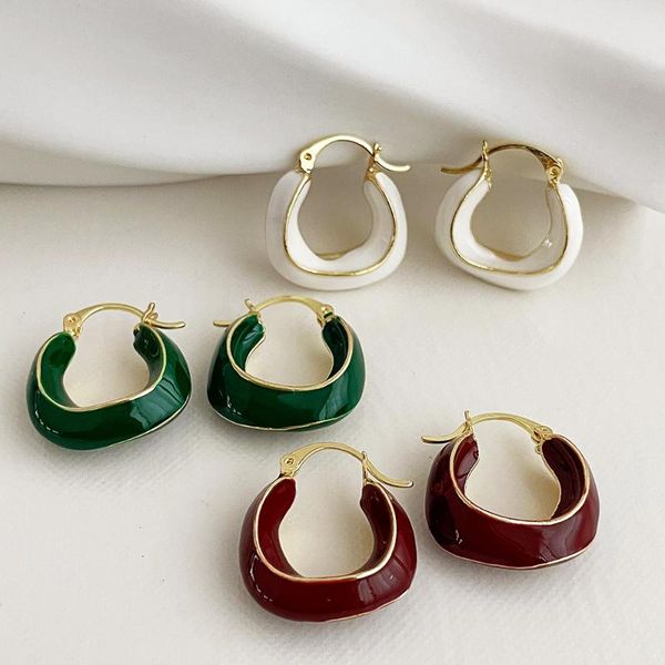 

hoop & huggie trendy colorful geometric dripping metal earrings for women girls simple personality stud ear jewelry gifts, Golden;silver