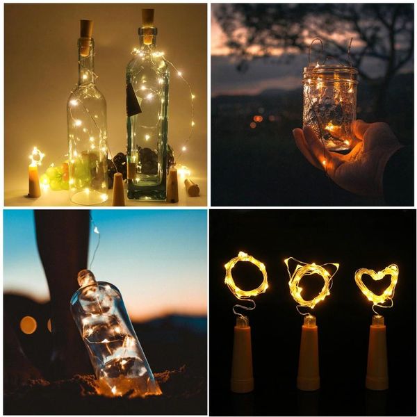 

strings 6pcs copper wire string wine bottle plug strip light with christmas portable garden table lights fairy