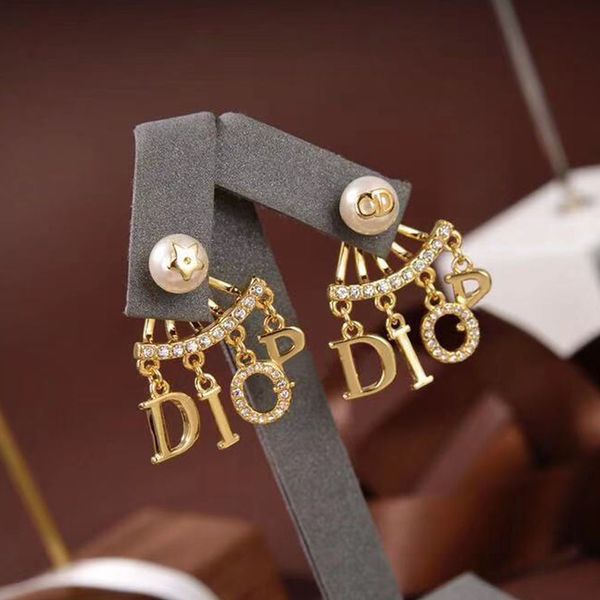 

2021 luxury designer jewelry letter earrings 2021 new net red back hanging pearl earrings, Silver