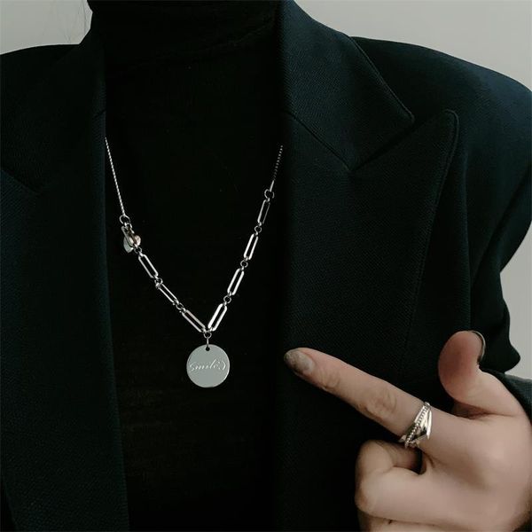 

fashion retro necklace female wild cold wind simple clavicle chain pendant necklaces, Silver
