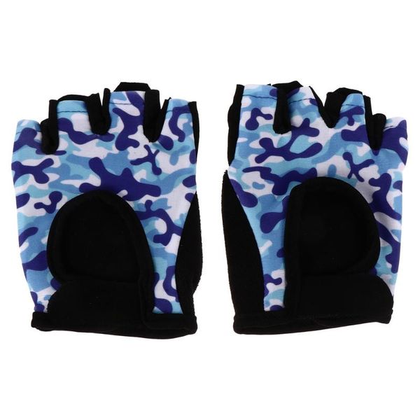 

pair kids half finger anti-slip bike breathable sport cycling gloves, Black