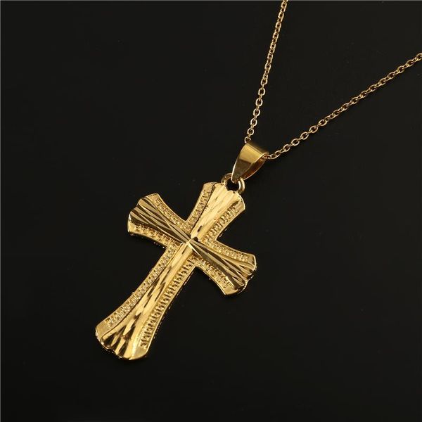 Anhänger Halsketten Religiöser Glaube Männer Frauen Legierung Kreuz Hohl Jesus Choker Kirche Beten Lässige Party Gold Halskette Schmuck