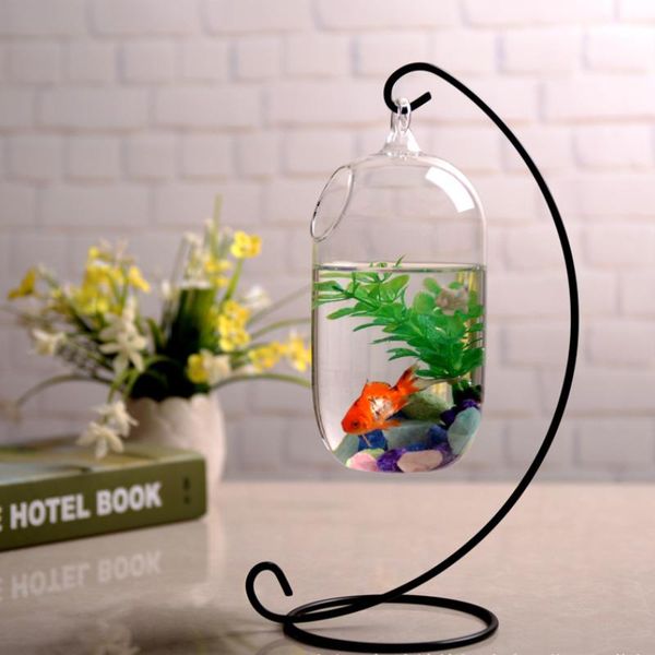 

aquariums diy creative wrought iron hanging hydroponic small fish tank green radish copper coin plant vase flower pot living ornaments