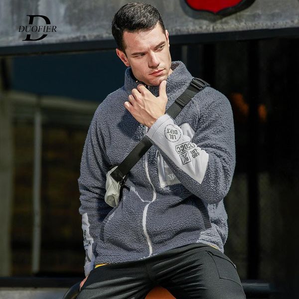 

men's jackets winter warm mens lambswool casual solid print 2021 trend male thick outerwear coat hip hop streetwear bomber jacket, Black;brown