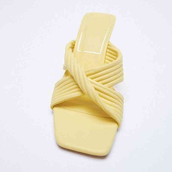 

slippers summer square toe wrinkle women slides casual thin heel sandals m6us, Black