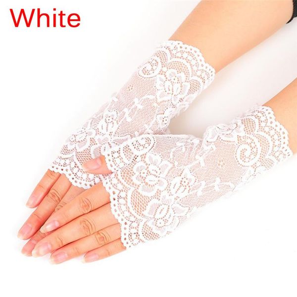 

five fingers gloves 1pair women evening party dressy lace fingerless mittens, Blue;gray
