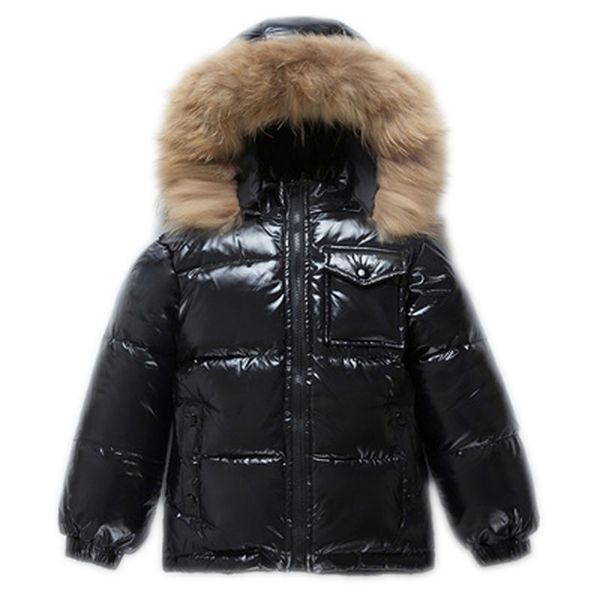 

fashion winter down jacket for boys children's clothing thicken outerwear coats real fur hooded kids 1-16y 210916, Blue;gray