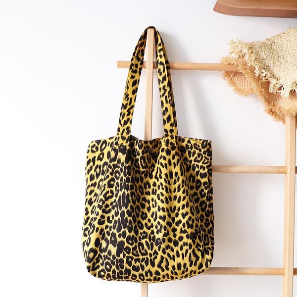 

evening bags leopard canvas tote handbag casual net red shopping bag korean fashion simple shoulder