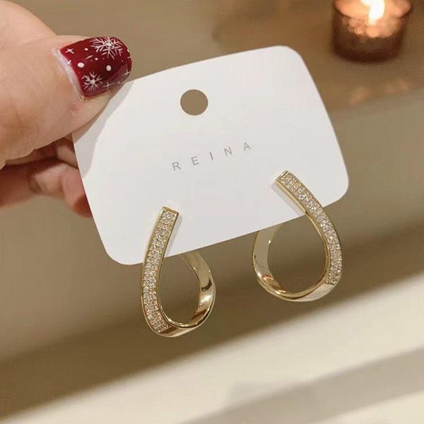 

dangle & chandelier 2021 arrival crystal classic geometric zircon hollow earrings for women fashion gold metal jewelry gifts, Silver