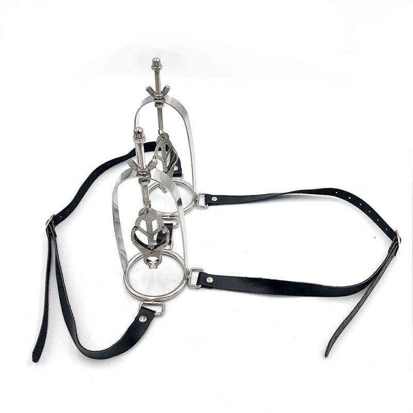 NXYSM Bondage Couro Bondage Feminino Aço Inoxidável Ajustável Tortura Jogar Grampos de Metal Nipple Clipes Peito BDSM Restrição Fetiche Sexo Brinquedo 1126