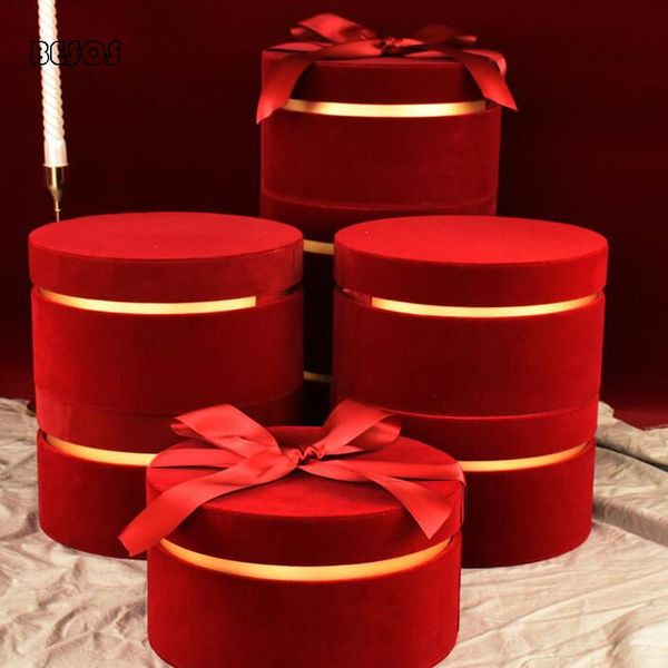 

gift wrap wholesale high grade red round velvet box party wedding activities flower candy scarf jewelry packaging decoration