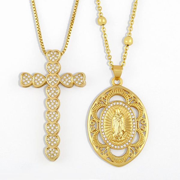 

pendant necklaces holy virgin mary necklace religion dainty golden christian cubic zircon women collier femme jewelry, Silver