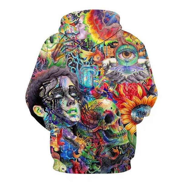 

selling digital printing 3d color pattern women's pullover t-neck hooded children's sweater, Black