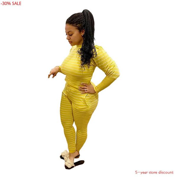 

women's tracksuits 2 pcs woman two piece outfit set long sleeve o neck tee pants pockets striped printed jogger tracksuit women, Gray