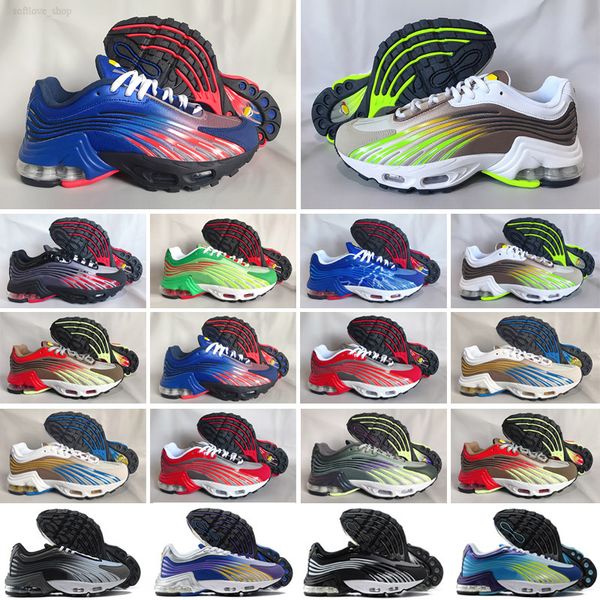 

tn plus 3 iii tuned runners shoes mens trainers chaussures triple white black hyper blue green og neon womens sneakers sports, White;red