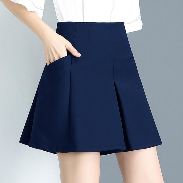 

summer womens high waisted wide leg black navy white shorts spring women 4xl 3xl loose fit trousers fashion tide pleated skirts women's, White;black