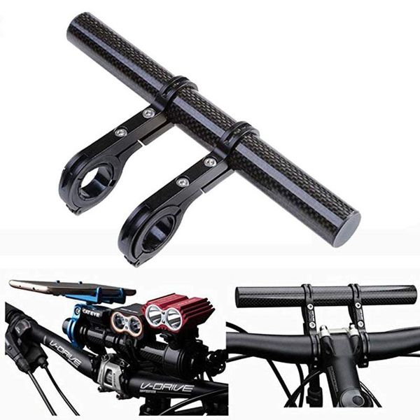 

cycling gloves carbon fiber handlebar extender extension bike light holder handle bar bicycle mount bracket, Black