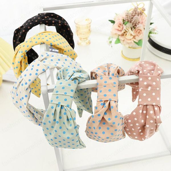 

fashion women's headband wide side point dot bowknot hairband casual center knot headwear hair accessories, Silver