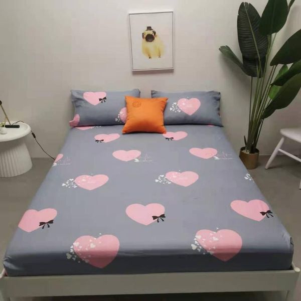 

sheets & sets simple pink hearts sleeping with elastic tatami mattress protector cover children's sheet soft fitted bed twin size