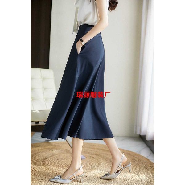 

excellent [qze461808ag] intellectual pursuit of simple line beauty a-type high waist slim skirt, Black