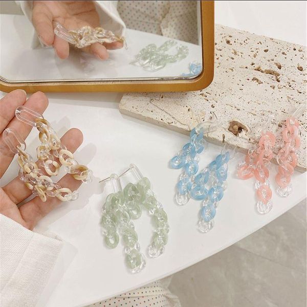 

dangle & chandelier 2021 trendy colorful chain long earrings for women girls transparent acrylic cute sweet fashion jewelry, Silver
