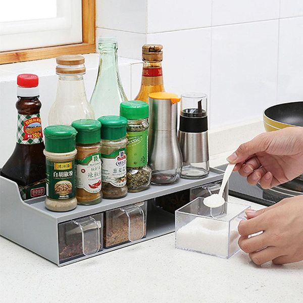 

storage bottles & jars multifunctional plastic seasoning box creative modern home kitchen rack punching supplies