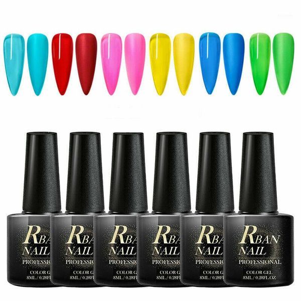 

6pcs/set transparent color gel nail polish jelly nails uv varnish semi permanent art lacuqer soak off1, Red;pink