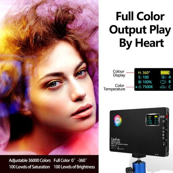 

flash heads litufoto n160 3200k-7500k rgb led video light cri 96 fill built-in 4040mah battery for live stream po studio lamp