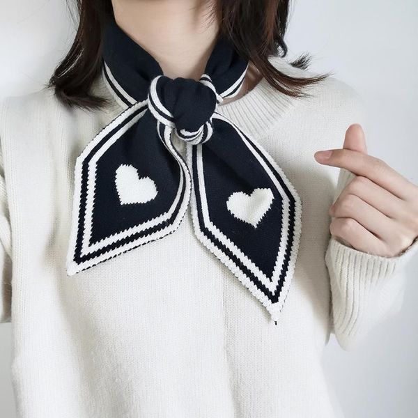 

scarves heart chic knitted warm sharp scarf fashion small autumn winter women's headband, Blue;gray