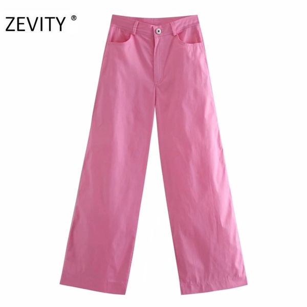

women fashion solid color casual wide leg pants female leisure pockets patch long trousers chic brand zipper p932 210420, White;black