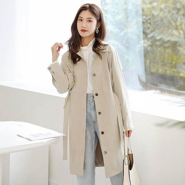 

women's trench coats 2021 winter fashion ladies coat casual women overcoat slim fit elegant solid color female outerwear, Tan;black